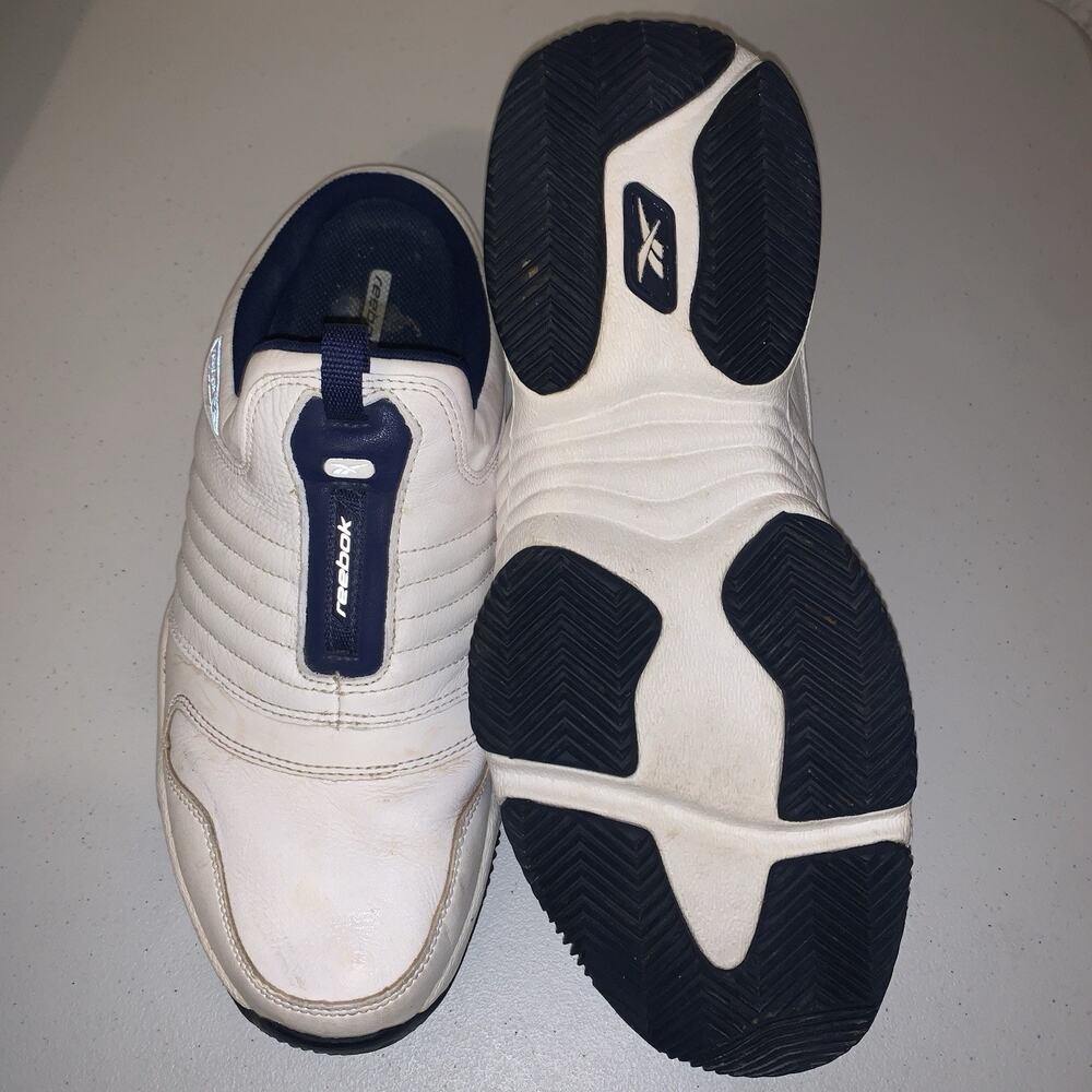 Vintage Y2K Reebok White/Navy Blue Slip On Shoes Men's Size 11
